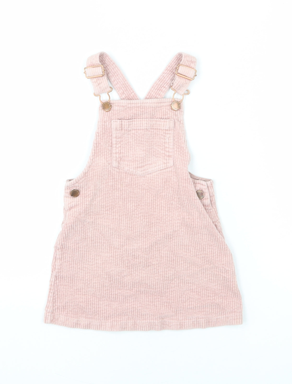 NEXT Girls Pink Cotton Pinafore/Dungaree Dress Size 3-4 Years Square Neck Buckle