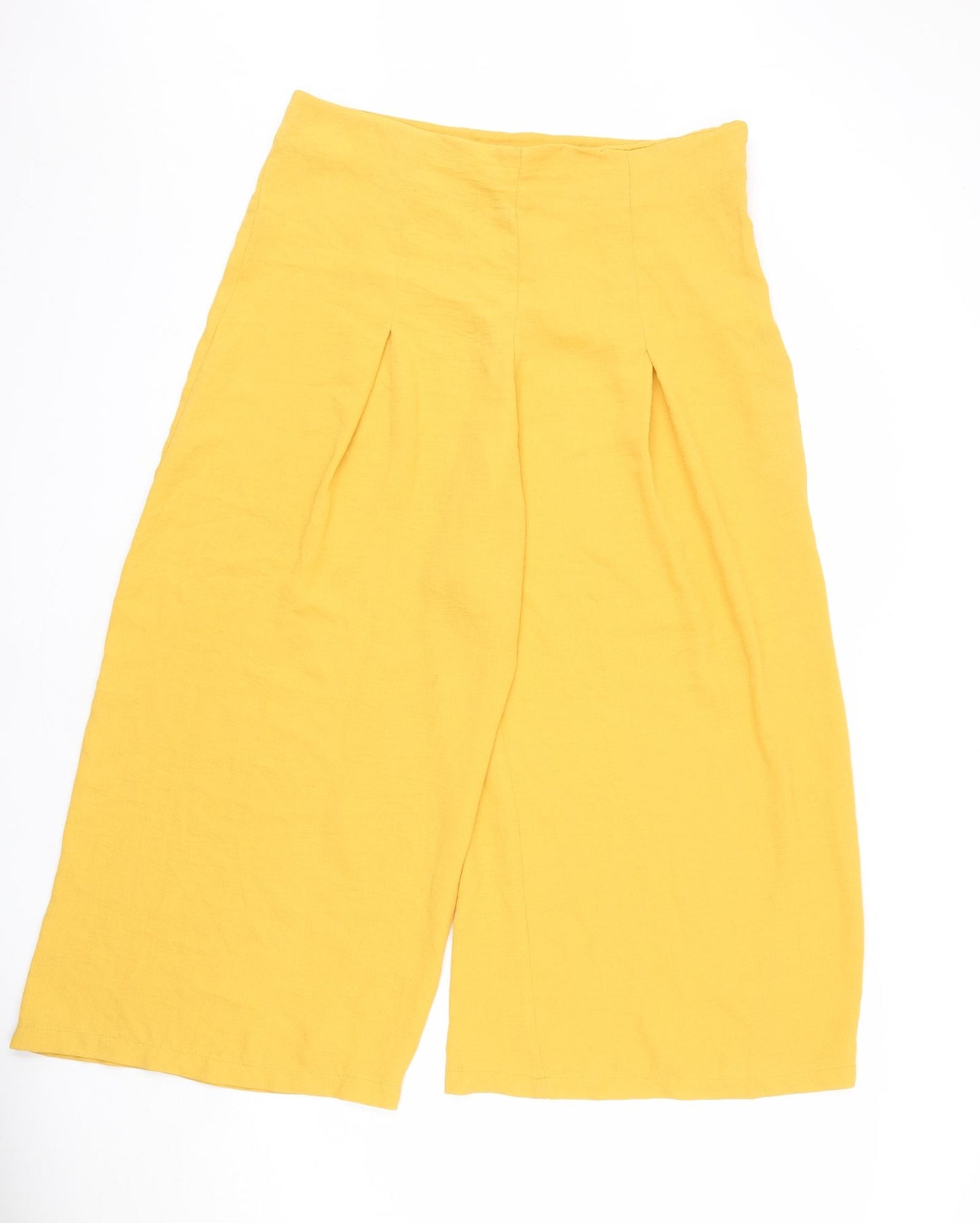 New Look Womens Yellow Polyester Trousers Size 16 L23 in Regular Zip - Cropped
