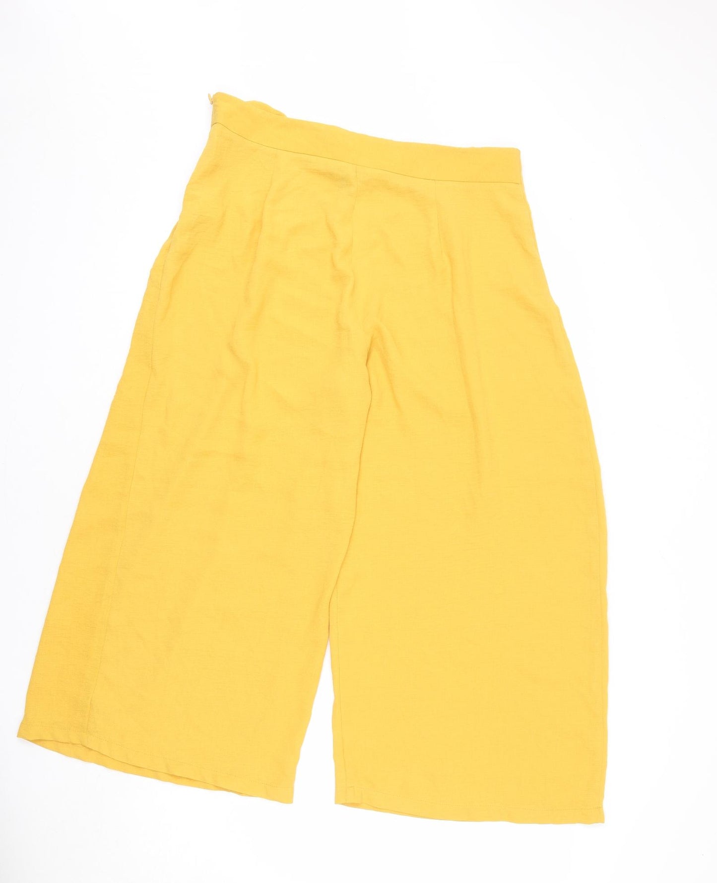 New Look Womens Yellow Polyester Trousers Size 16 L23 in Regular Zip - Cropped