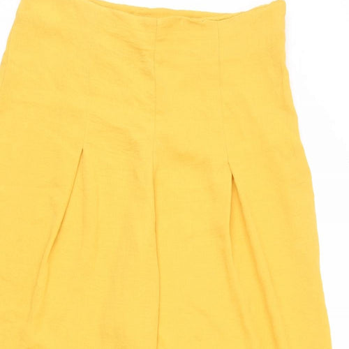 New Look Womens Yellow Polyester Trousers Size 16 L23 in Regular Zip - Cropped