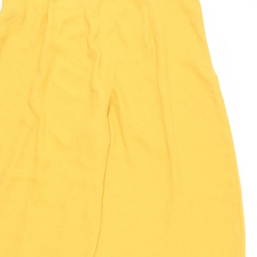New Look Womens Yellow Polyester Trousers Size 16 L23 in Regular Zip - Cropped