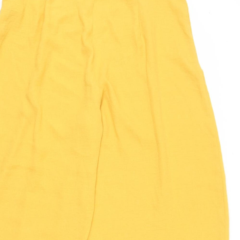 New Look Womens Yellow Polyester Trousers Size 16 L23 in Regular Zip - Cropped