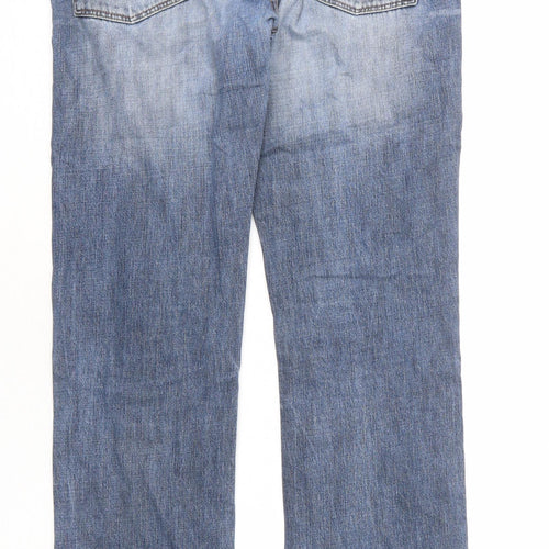 Barbour Mens Blue Cotton Straight Jeans Size 33 in L33 in Regular Zip