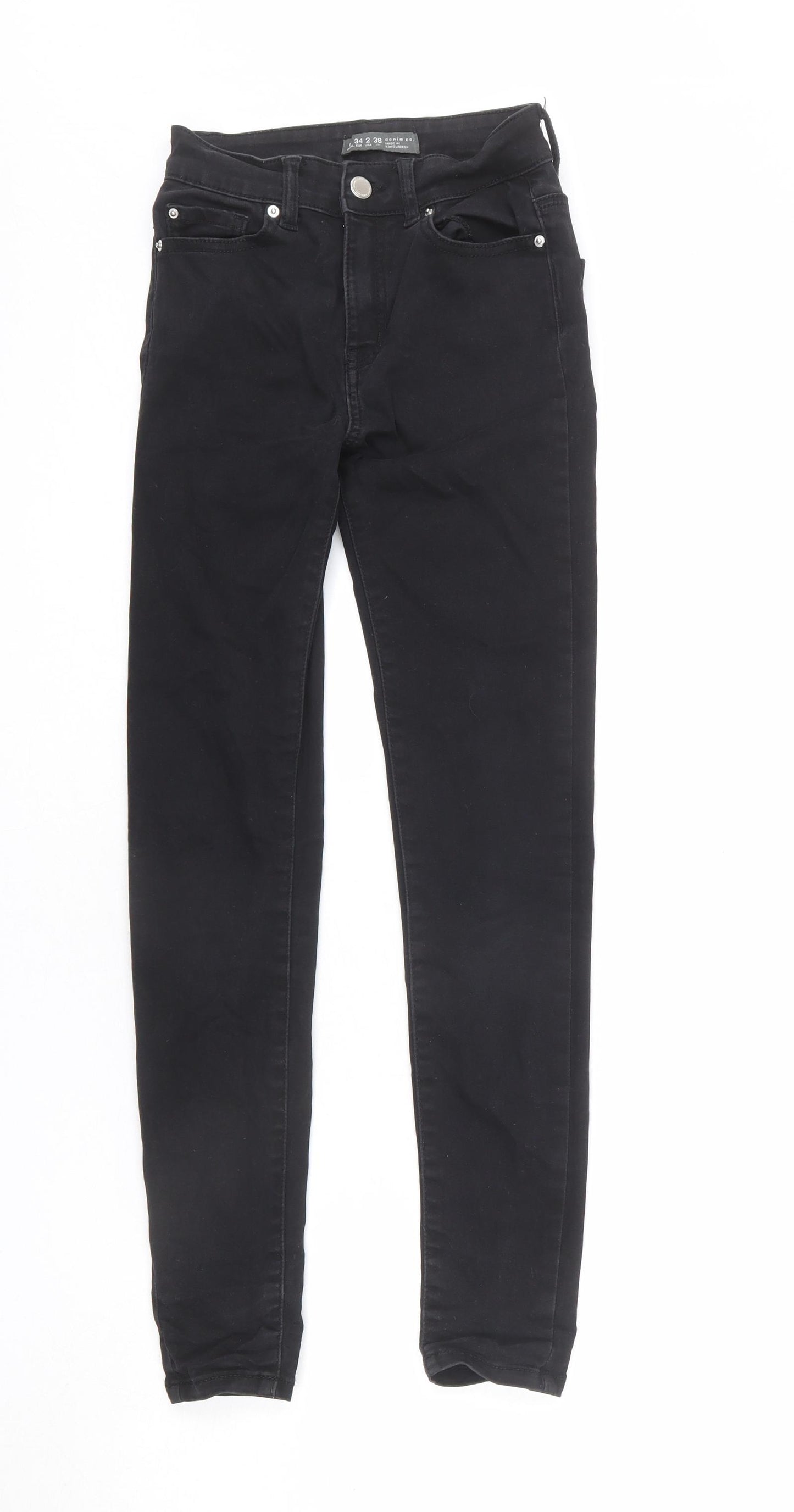 Denim & Co. Womens Black Cotton Skinny Jeans Size 6 L25 in Regular Zip
