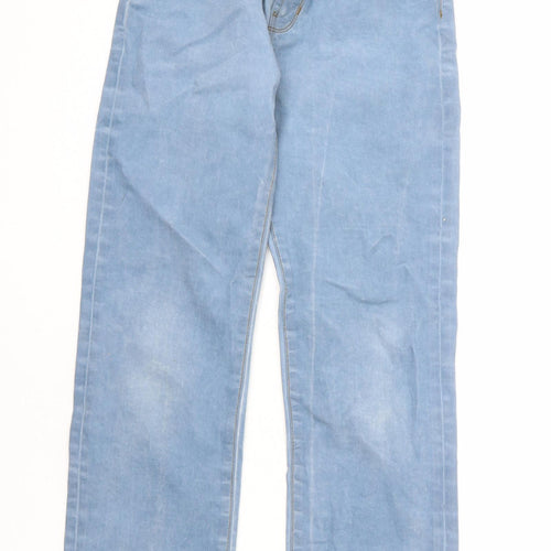 Gap Girls Blue Cotton Straight Jeans Size 12 Years L26 in Regular Zip - Washed Denim Look