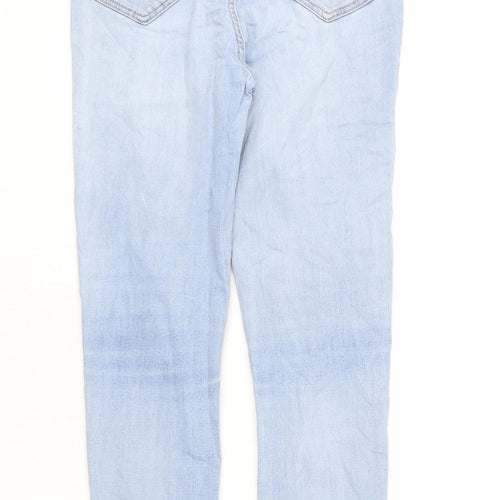 Marks and Spencer Womens Blue Cotton Skinny Jeans Size 10 L25 in Regular Zip