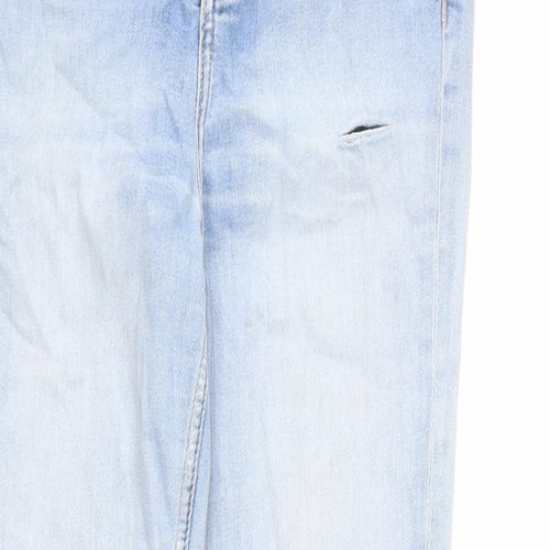 Marks and Spencer Womens Blue Cotton Skinny Jeans Size 10 L25 in Regular Zip