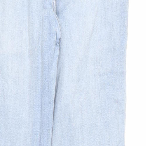 Marks and Spencer Womens Blue Cotton Skinny Jeans Size 10 L25 in Regular Zip