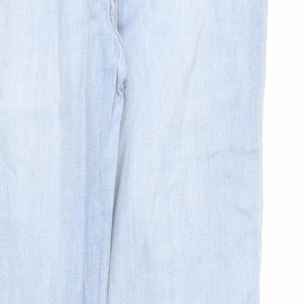 Marks and Spencer Womens Blue Cotton Skinny Jeans Size 10 L25 in Regular Zip