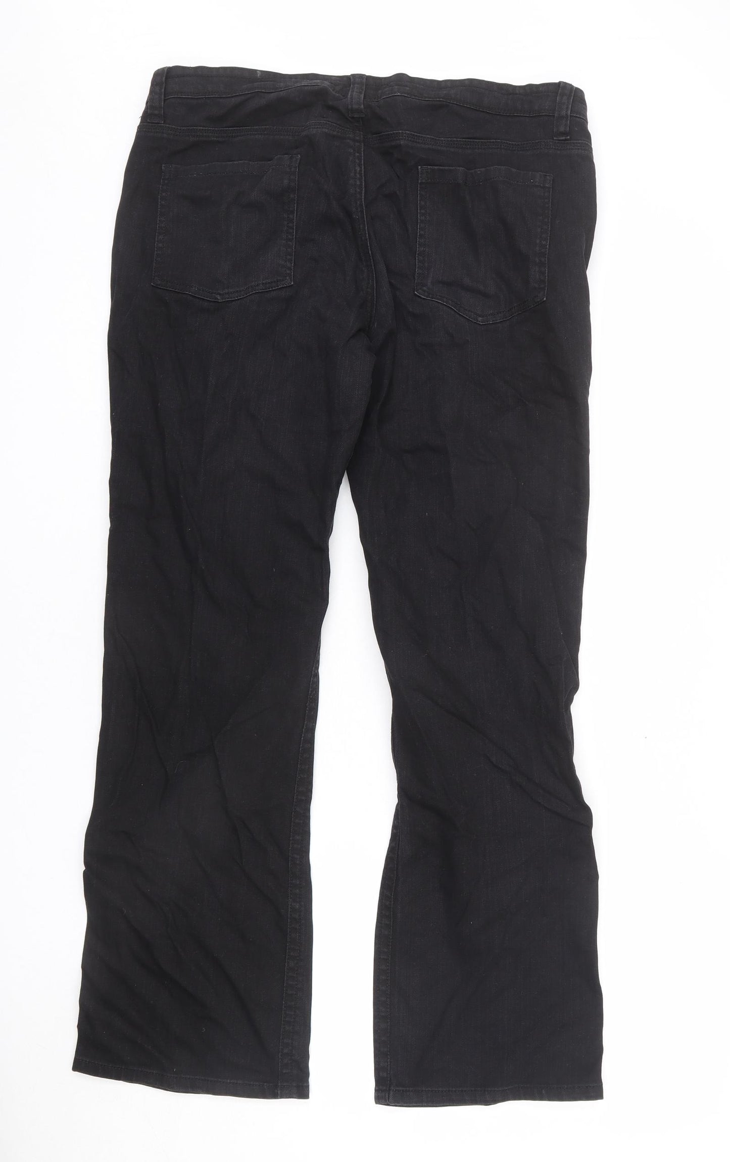 Monsoon Womens Black Cotton Bootcut Jeans Size 36 in L30 in Regular Zip