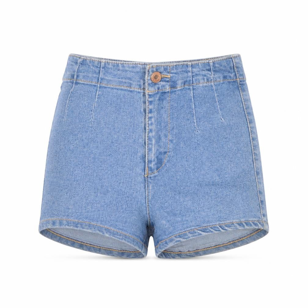 Bershka Womens Blue Cotton Hot Pants Shorts Size 4 Regular Zip
