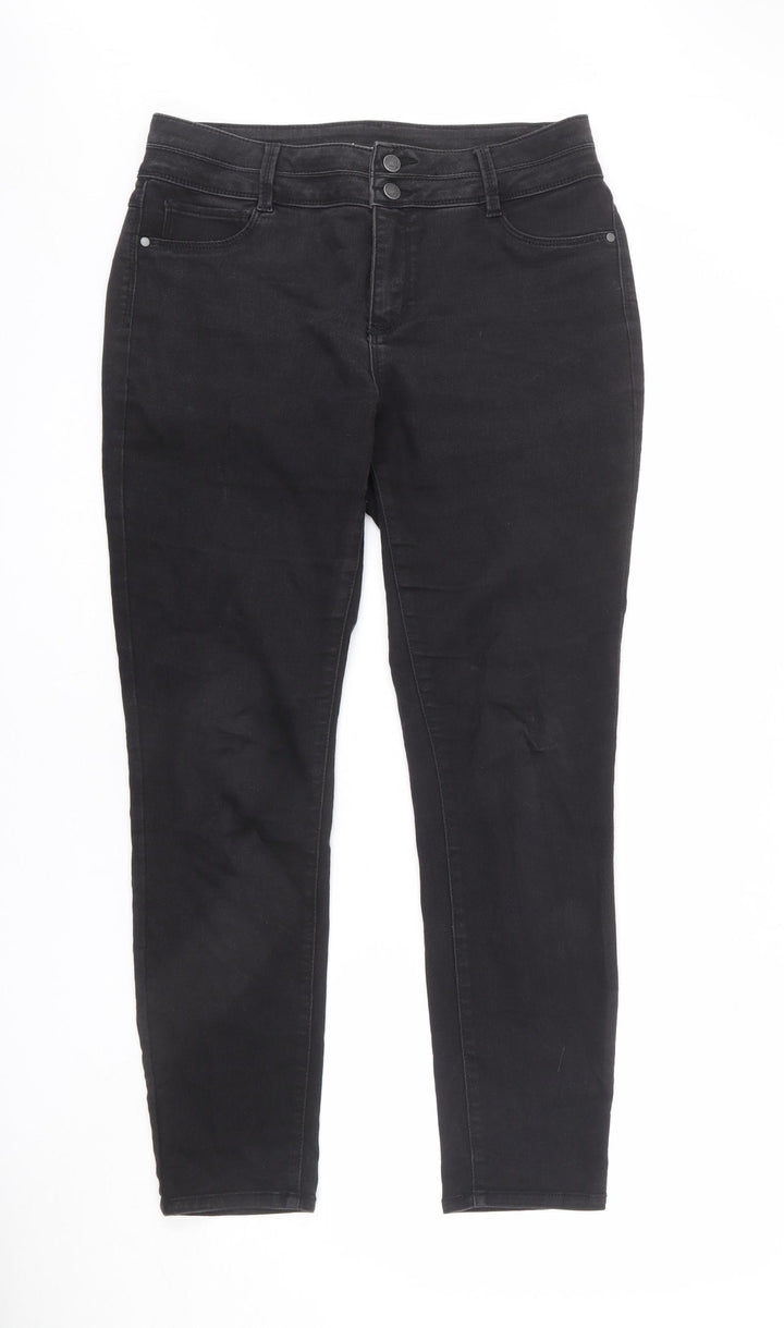 D. Jeans Womens Grey Cotton Straight Jeans Size 14 L28 in Regular Zip