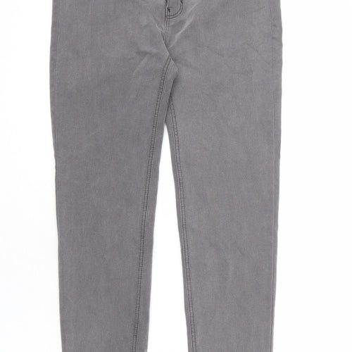 Pull&Bear Womens Grey Cotton Skinny Jeans Size 14 L25 in Regular Zip