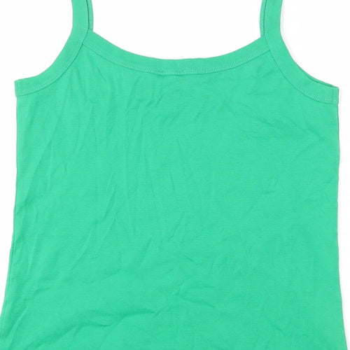 Marble Womens Green 100% Cotton Basic Tank Size M Scoop Neck