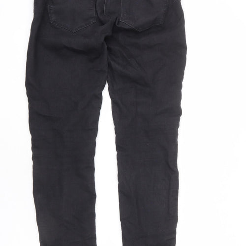 NEXT Womens Black Cotton Skinny Jeans Size 10 L27 in Regular Zip - Cut Out Detail, Shaping