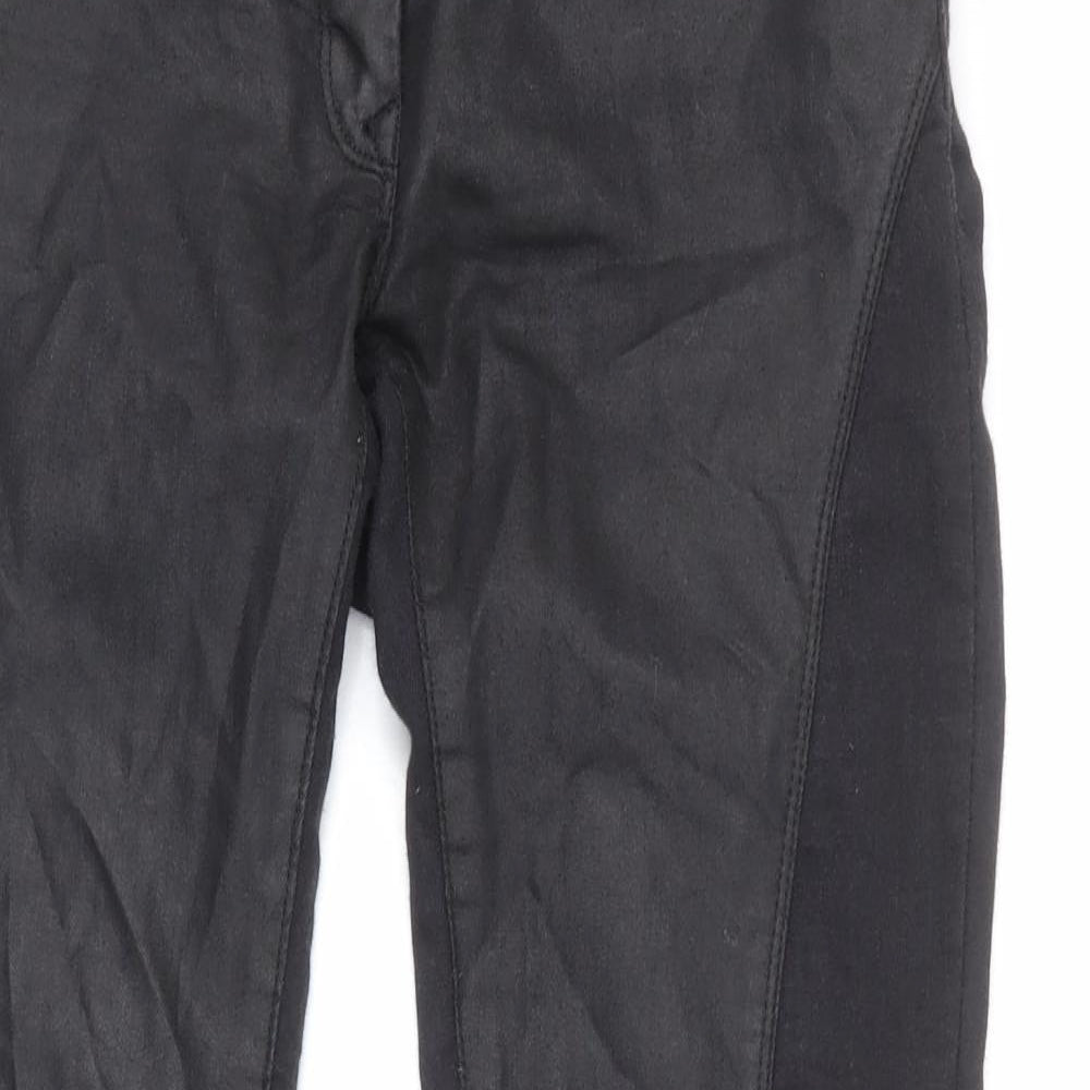 NEXT Womens Black Cotton Skinny Jeans Size 10 L27 in Regular Zip - Cut Out Detail, Shaping