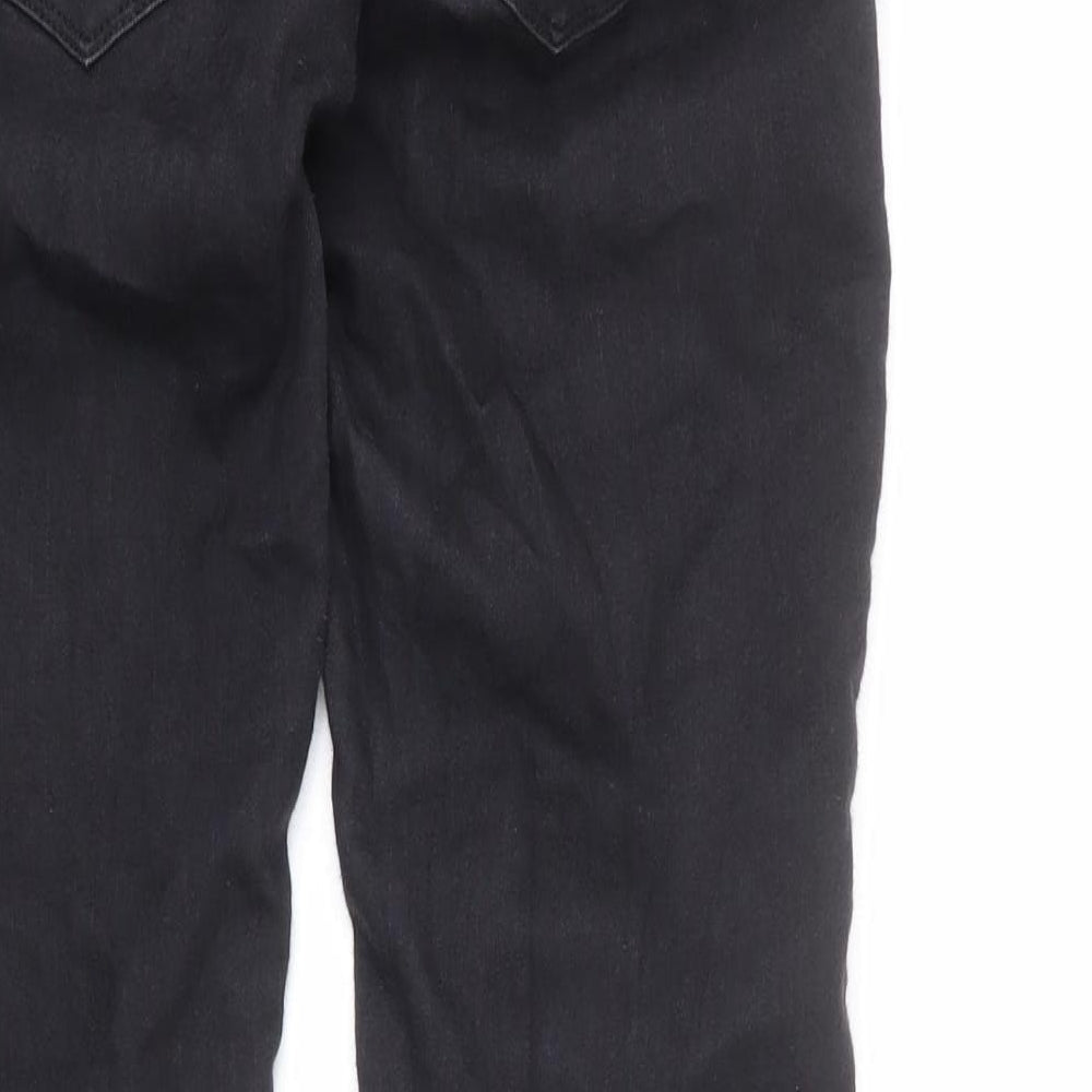 NEXT Womens Black Cotton Skinny Jeans Size 10 L27 in Regular Zip - Cut Out Detail, Shaping