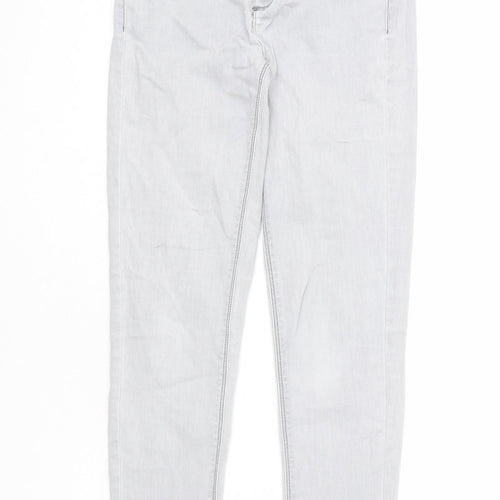 Oasis Womens Grey Cotton Skinny Jeans Size 8 L27 in Regular Zip - Crop