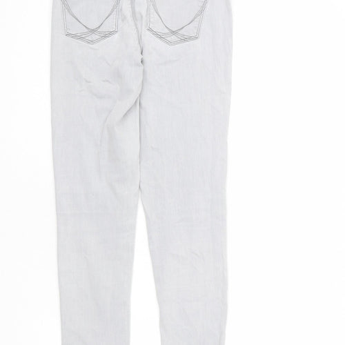 Oasis Womens Grey Cotton Skinny Jeans Size 8 L27 in Regular Zip - Crop