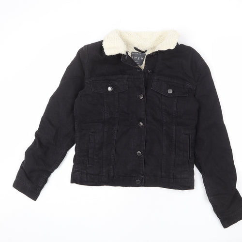 Denim & Co. Womens Black Jacket Size 6 Button