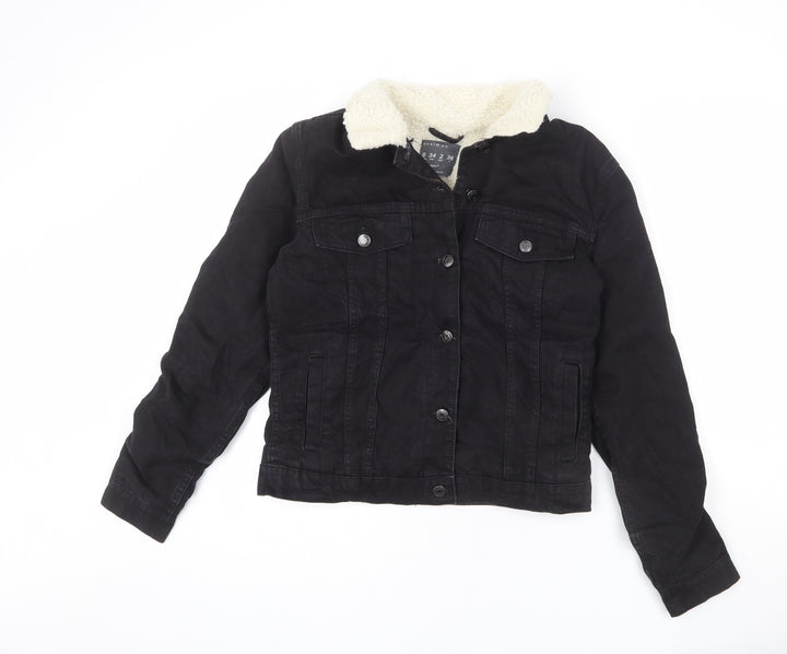 Denim & Co. Womens Black Jacket Size 6 Button