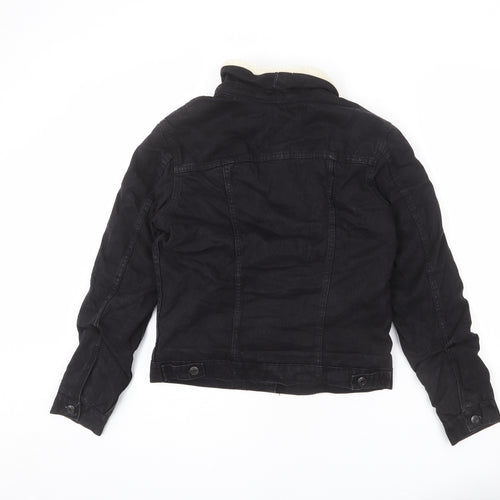 Denim & Co. Womens Black Jacket Size 6 Button