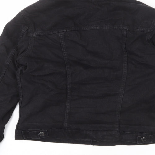 Denim & Co. Womens Black Jacket Size 6 Button