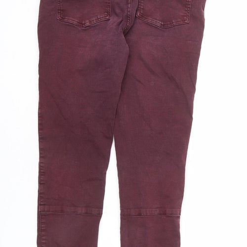 Mint Velvet Womens Red Cotton Skinny Jeans Size 16 L26 in Regular Zip - Stitch Detail