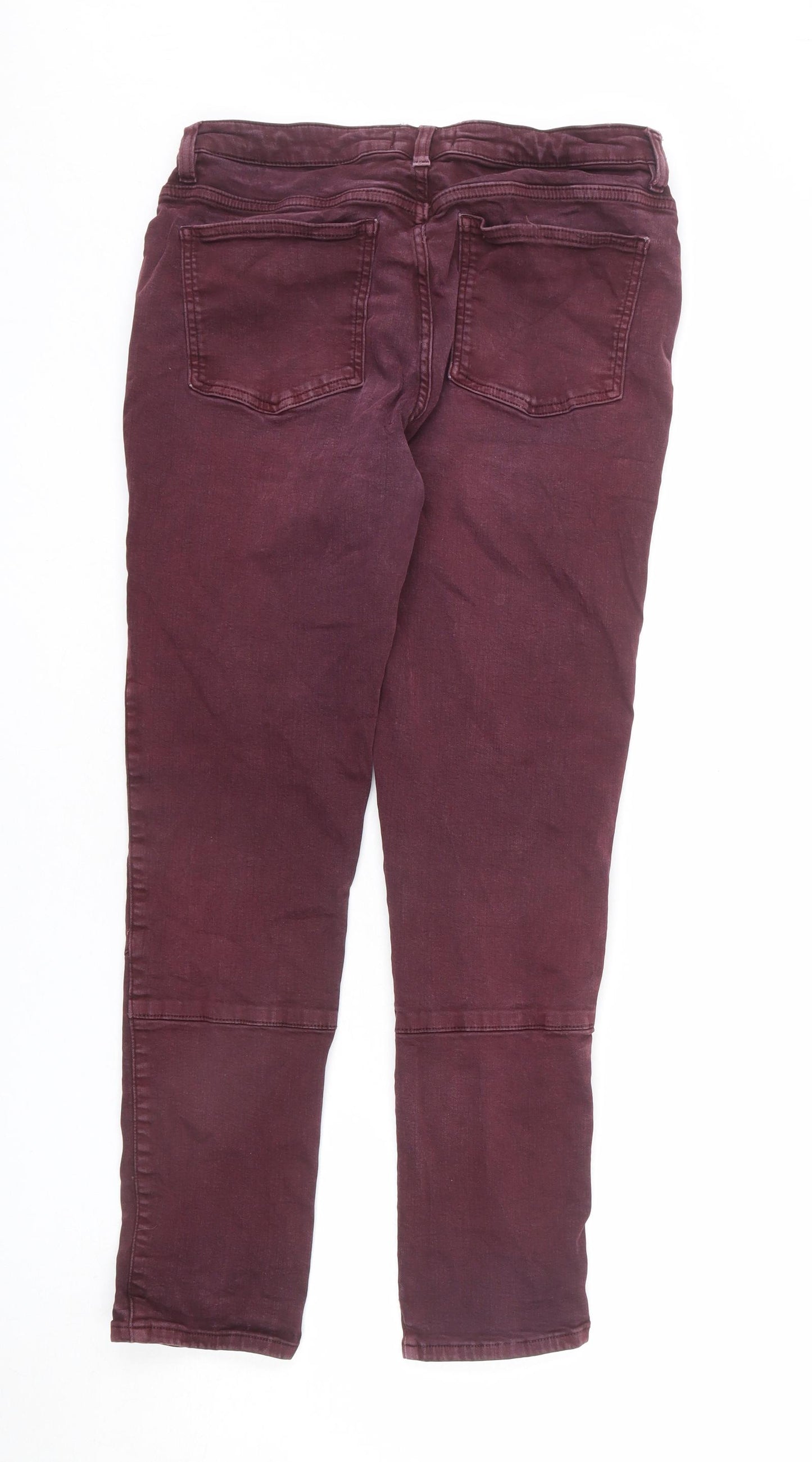 Mint Velvet Womens Red Cotton Skinny Jeans Size 16 L26 in Regular Zip - Stitch Detail