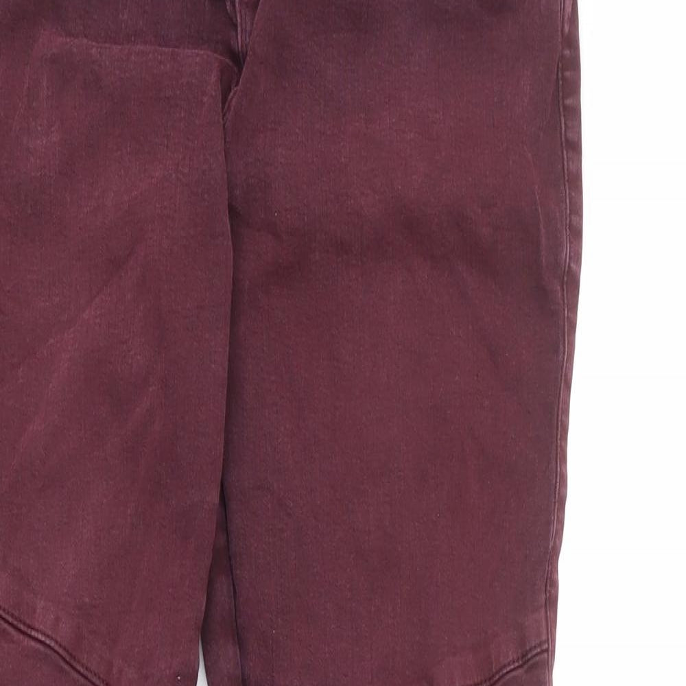 Mint Velvet Womens Red Cotton Skinny Jeans Size 16 L26 in Regular Zip - Stitch Detail