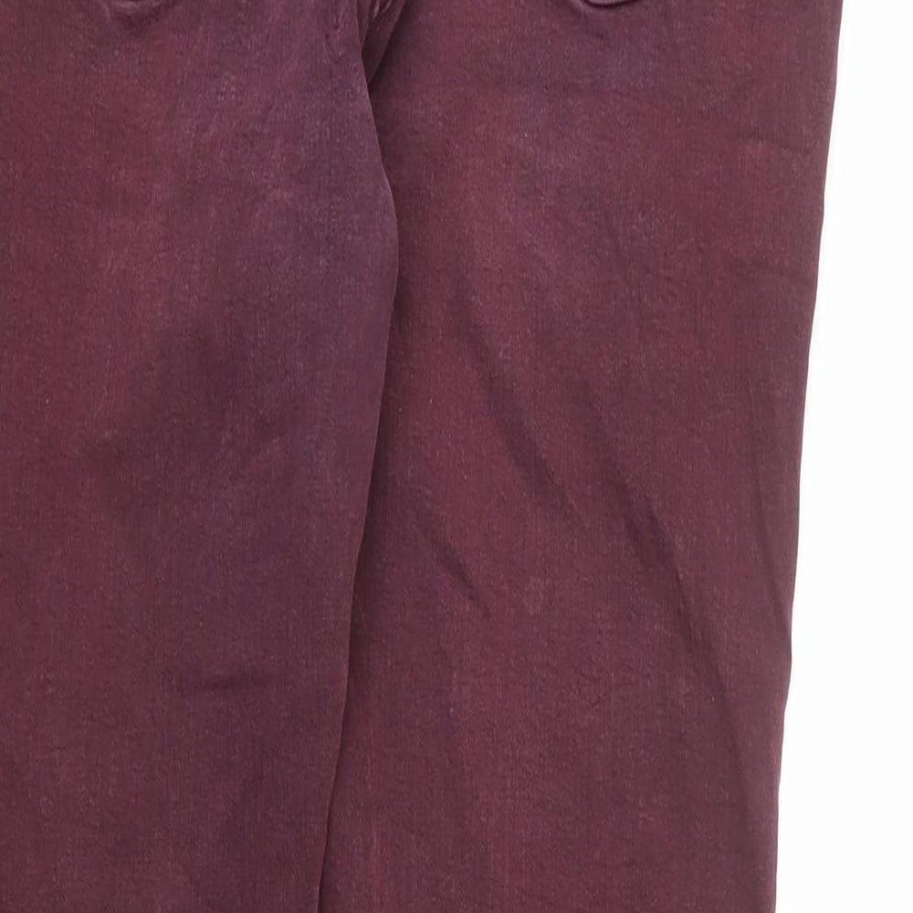 Mint Velvet Womens Red Cotton Skinny Jeans Size 16 L26 in Regular Zip - Stitch Detail