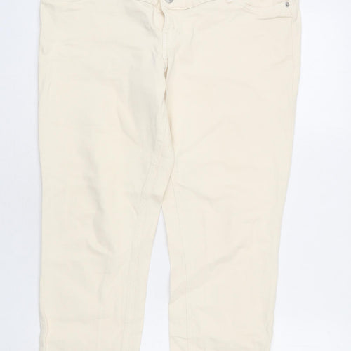 H&M Womens Beige Cotton Straight Jeans Size L L25 in Regular Button