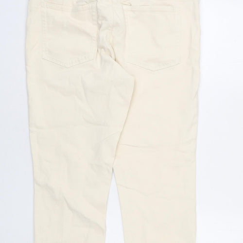 H&M Womens Beige Cotton Straight Jeans Size L L25 in Regular Button