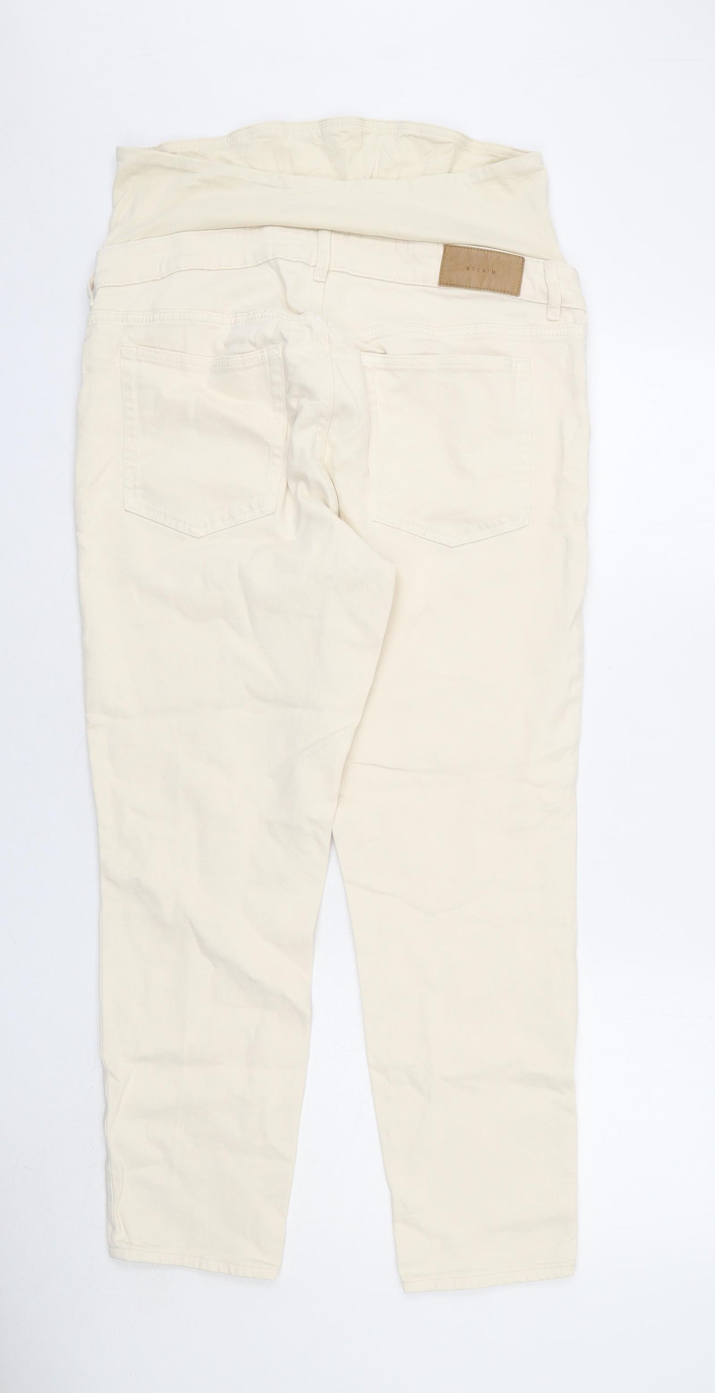 H&M Womens Beige Cotton Straight Jeans Size L L25 in Regular Button