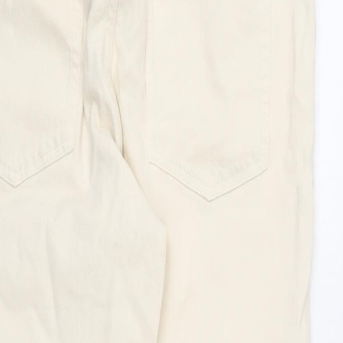H&M Womens Beige Cotton Straight Jeans Size L L25 in Regular Button