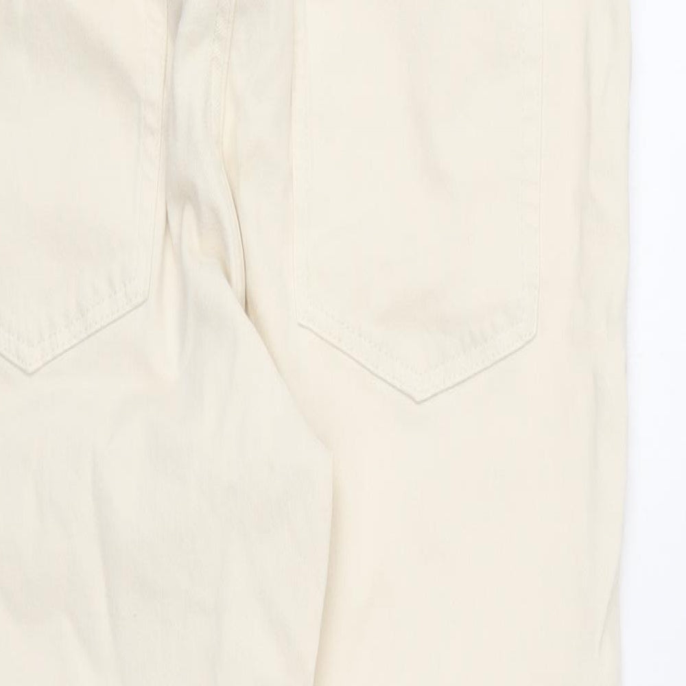 H&M Womens Beige Cotton Straight Jeans Size L L25 in Regular Button