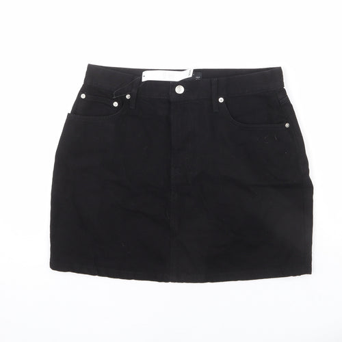 ASOS Womens Black Cotton A-Line Skirt Size 12 Zip