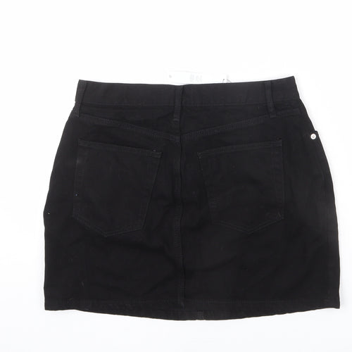 ASOS Womens Black Cotton A-Line Skirt Size 12 Zip
