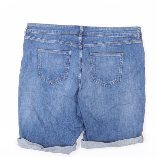TU Womens Blue Cotton Bermuda Shorts Size 20 L6 in Regular Zip