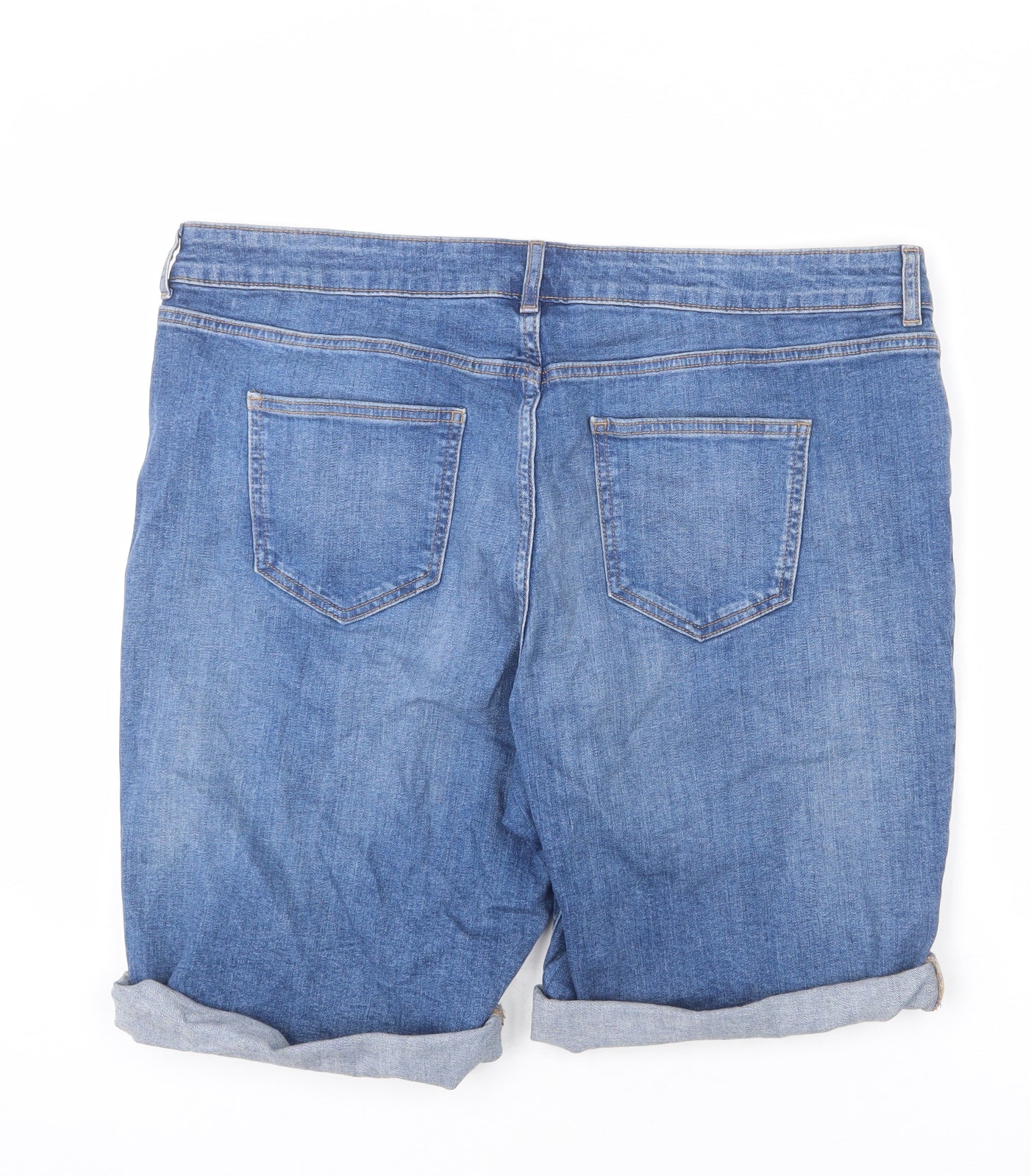 TU Womens Blue Cotton Bermuda Shorts Size 20 L6 in Regular Zip