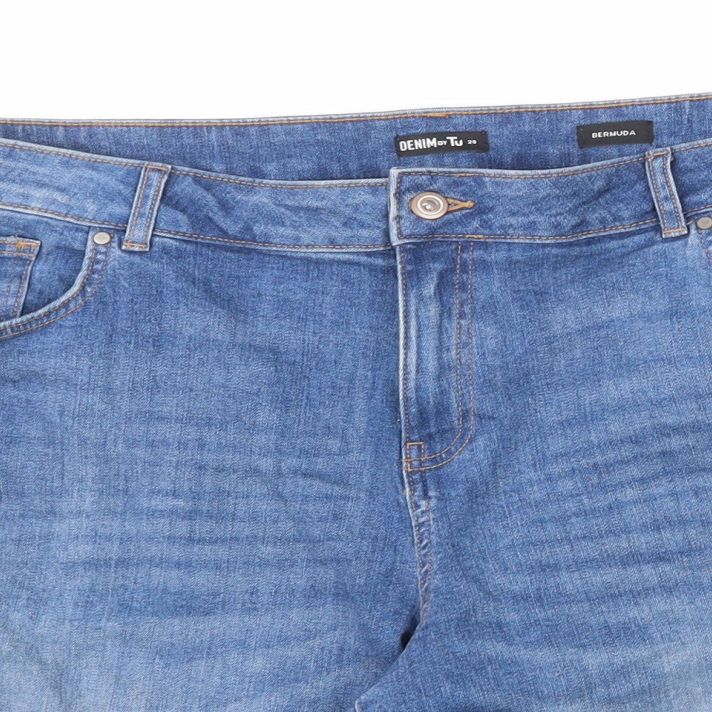 TU Womens Blue Cotton Bermuda Shorts Size 20 L6 in Regular Zip