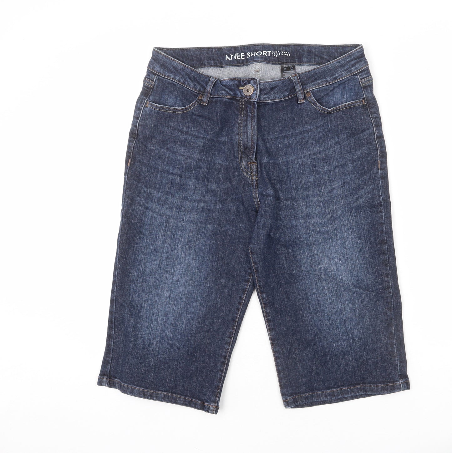 NEXT Womens Blue Cotton Bermuda Shorts Size 14 L14 in Regular Zip