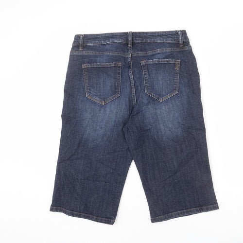 NEXT Womens Blue Cotton Bermuda Shorts Size 14 L14 in Regular Zip