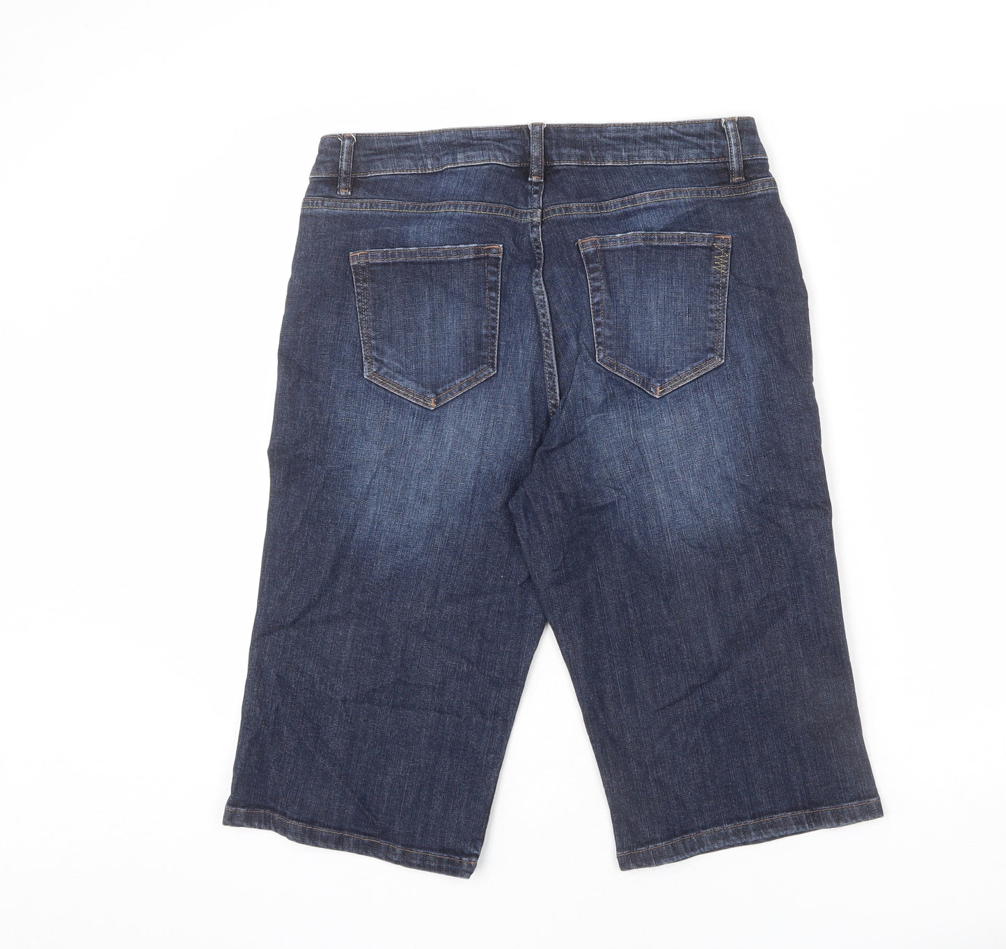NEXT Womens Blue Cotton Bermuda Shorts Size 14 L14 in Regular Zip