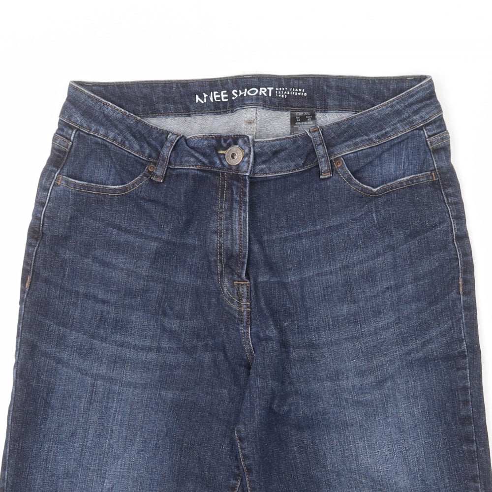 NEXT Womens Blue Cotton Bermuda Shorts Size 14 L14 in Regular Zip