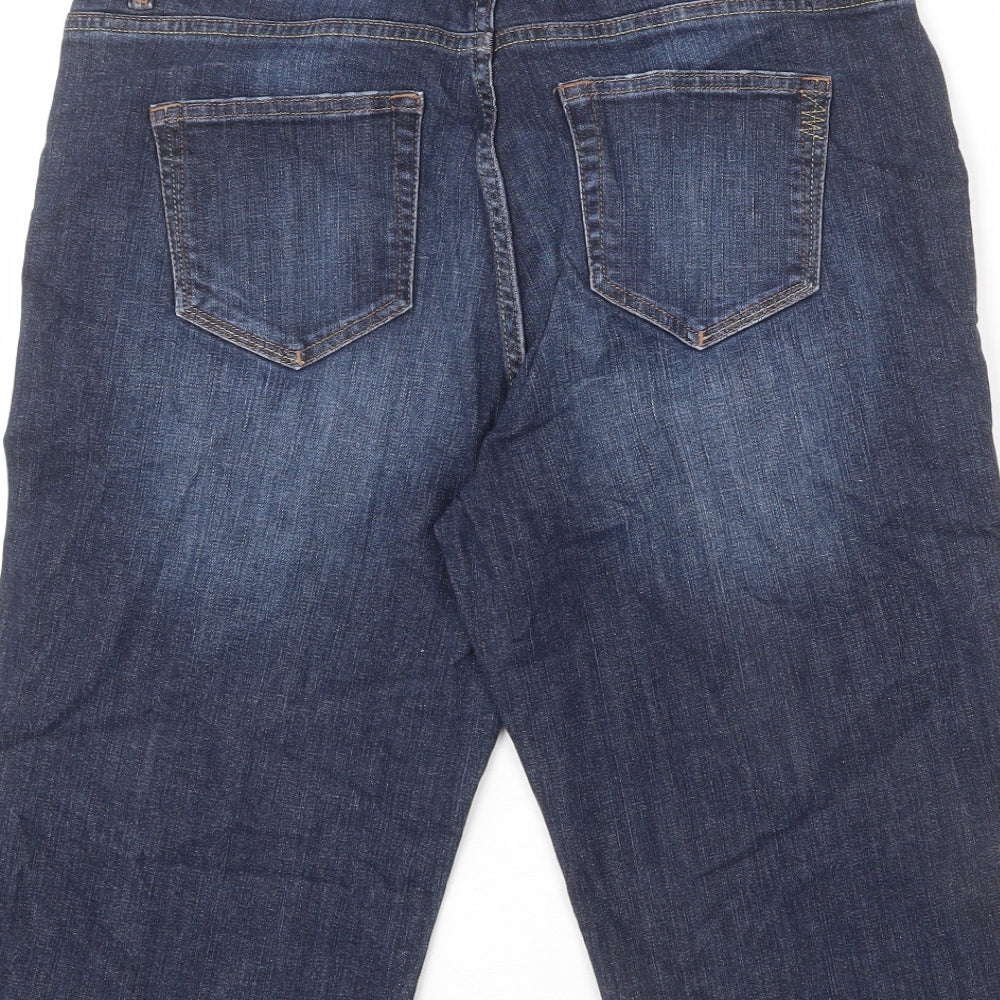 NEXT Womens Blue Cotton Bermuda Shorts Size 14 L14 in Regular Zip
