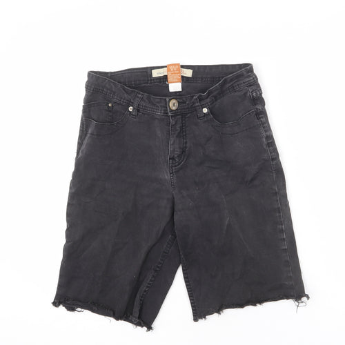 Christopher Blue Womens Black Cotton Bermuda Shorts Size 8 L9 in Regular Zip - Cut-Off Look