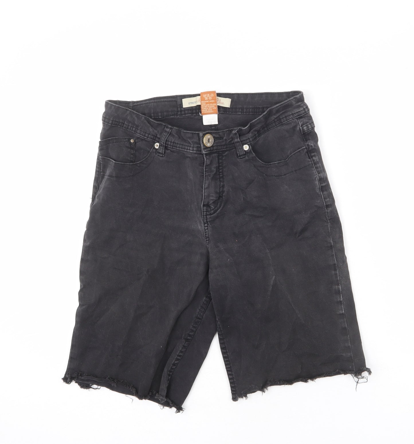 Christopher Blue Womens Black Cotton Bermuda Shorts Size 8 L9 in Regular Zip - Cut-Off Look