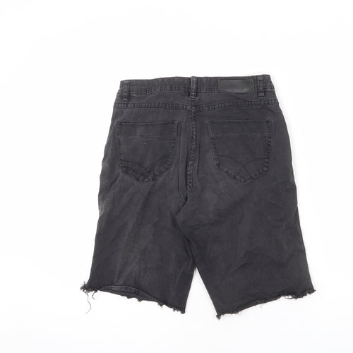 Christopher Blue Womens Black Cotton Bermuda Shorts Size 8 L9 in Regular Zip - Cut-Off Look