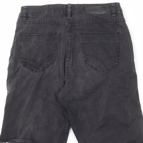 Christopher Blue Womens Black Cotton Bermuda Shorts Size 8 L9 in Regular Zip - Cut-Off Look